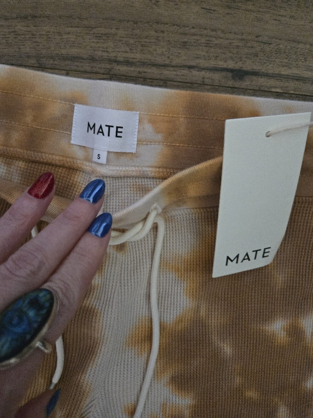 MATE the Label Cream & Brown Tie-Dye Wide-Leg Lounge Pants - Picture 3 of 3